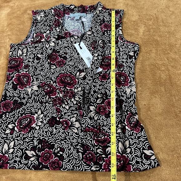 By Design blouse with neck tie option Sleeveless Sz Small Purple Black NWT - Picture 8 of 8